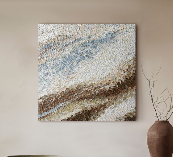 "Notta" High textured abstract brown blue