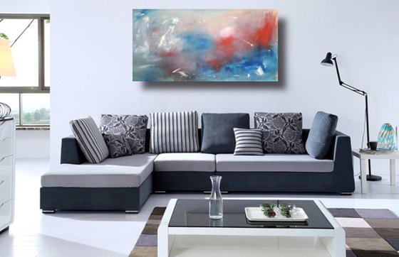 large abstract painting size- 120x60 cm (47,3"x23,7"x1,6") title c629