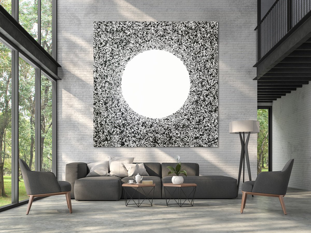 Abstract Landscape Acrylic Painting By Isabelle Pelletane, 83 X 83, Full Moon, Original Artwork