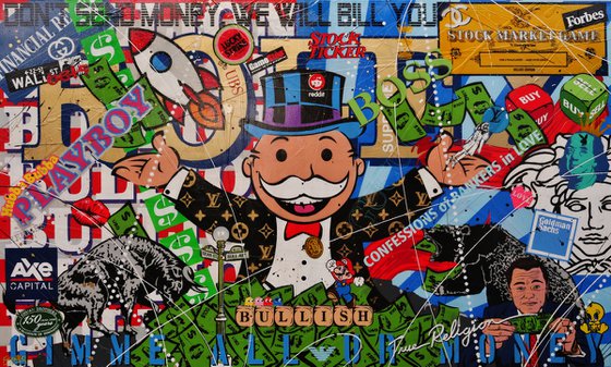 Send It To The Moon 250cm x 150cm Monopoly Man Textured Urban Pop Art