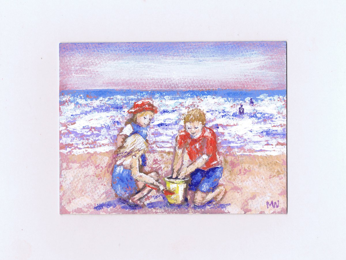 Making Sand Pies (Children on the Beach) by Michele Wallington