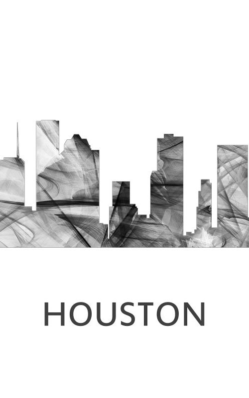 Houston Texas Skyline WB BW by Marlene Watson