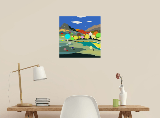 Landscape with river (Paisaje con río) (pop art, landscape)