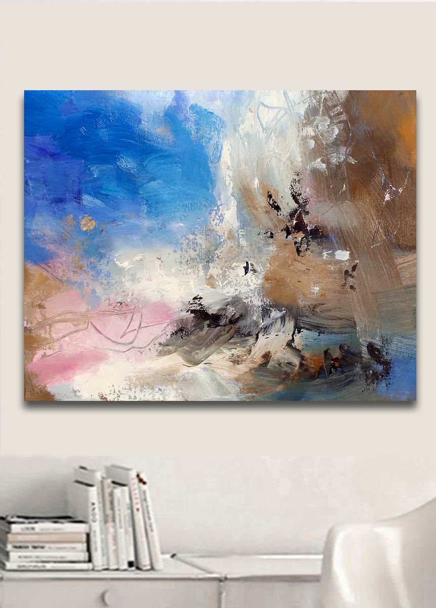 Abstract Oil Painting By Hugh Abernethy, 30 X 24, Fleeto (C8), Original Artwork