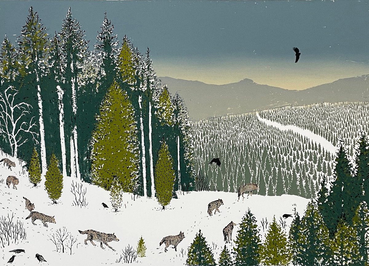 Landscape Screenprint By Tim Southall, 24 X 18", Running Wild, Original Artwork