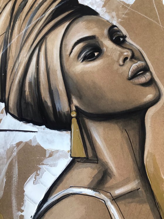 Golden queen watercolor, acrylic on paper 39x54cm