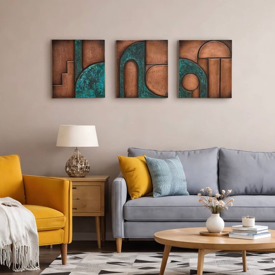 "Intervals " Copper Patina Wall Relief