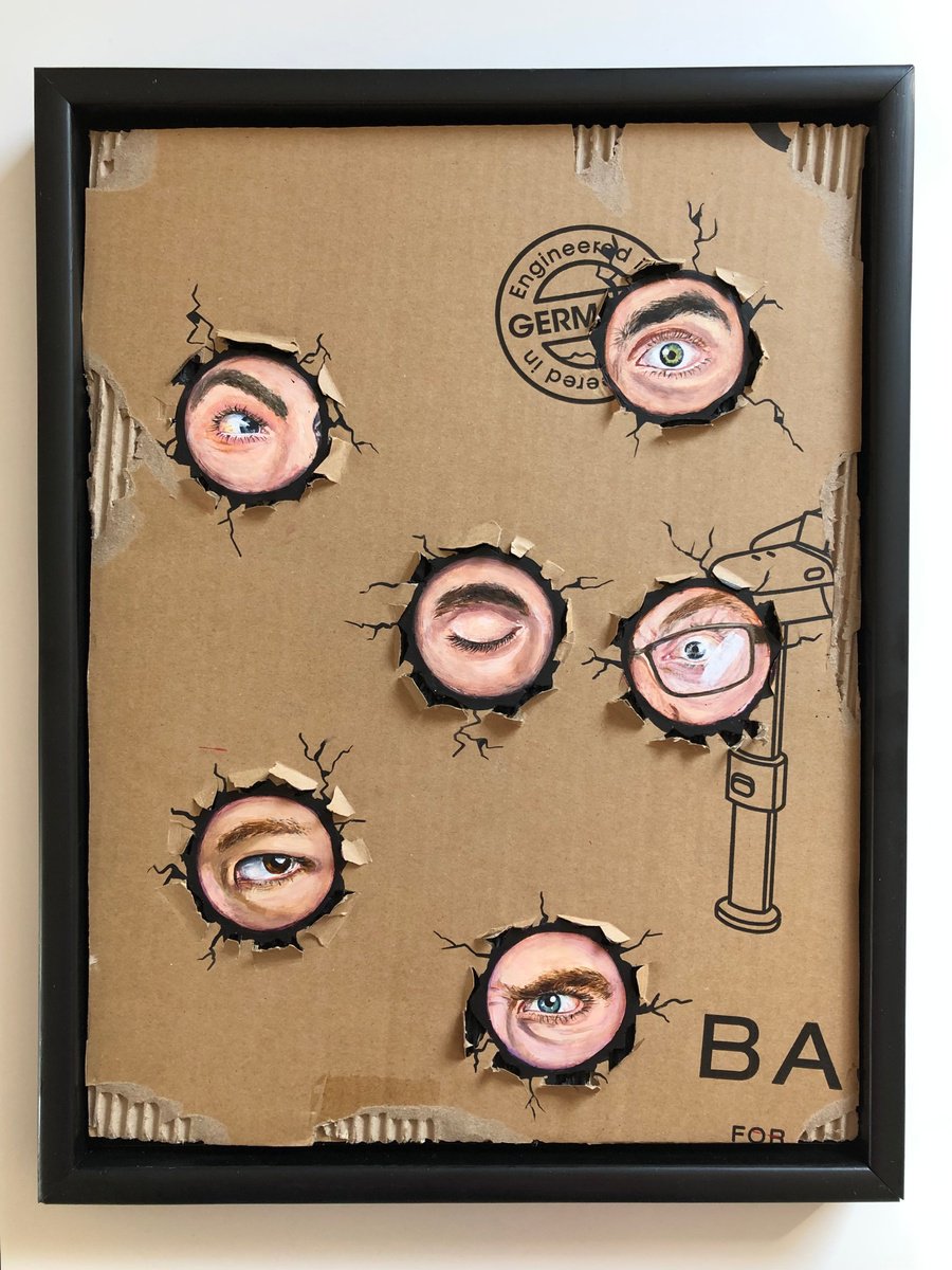 Photorealistic Portrait Acrylic Painting By Lena Smirnova, 12 X 16", Big Brothers, Original Artwork