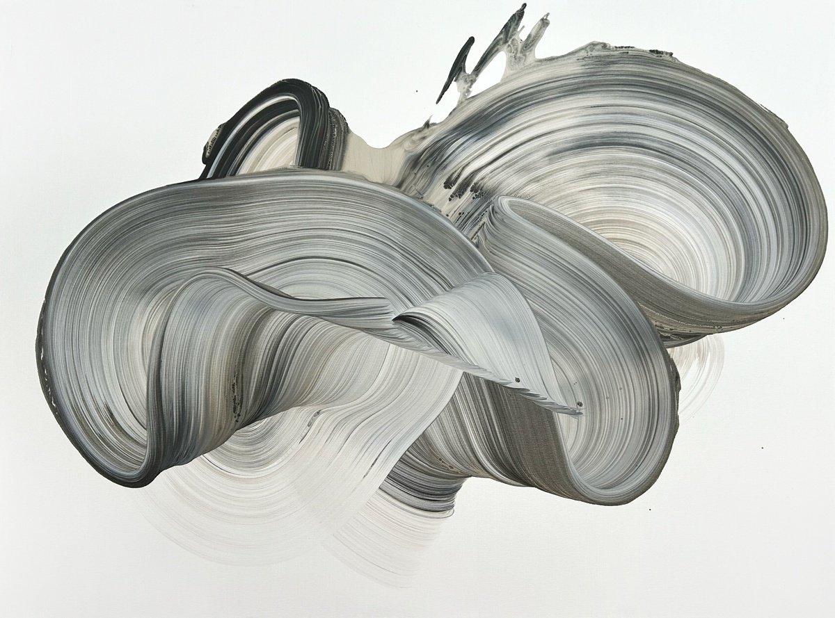 Organic Abstract Acrylic Painting By Nikolaos Schizas, 52 X 39", But Now?, Original Artwork