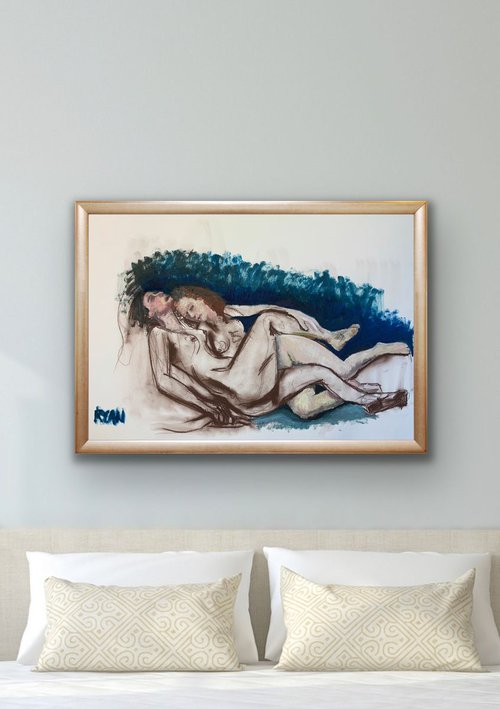 Nudes - The Sleepers Study In Oil and Charcoal by Ryan  Louder