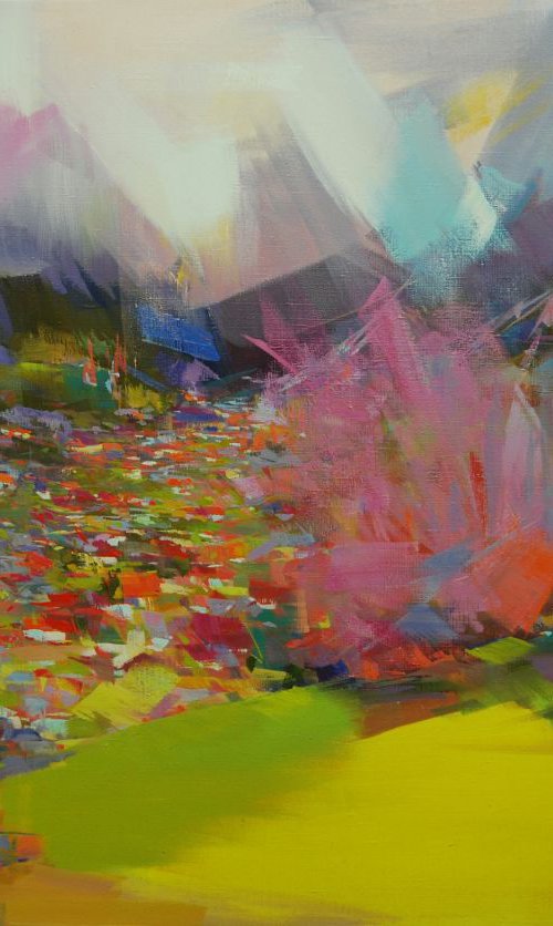 Colorful Landscape Painting, " Mountainous Spring " by Yuri Pysar