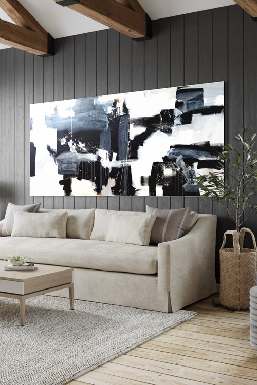 XXL Abstraction black & white No. 02249 by Anita Kaufmann