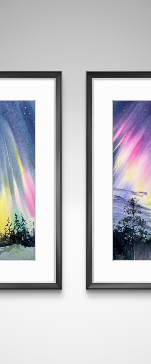 Silent Aurora (Diptych) by Eugenia Gorbacheva