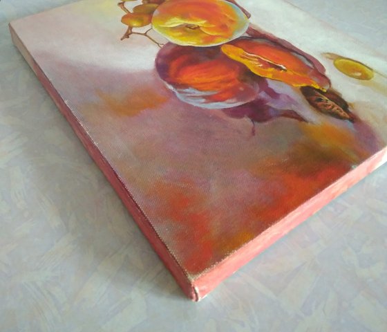 Still life with peaches