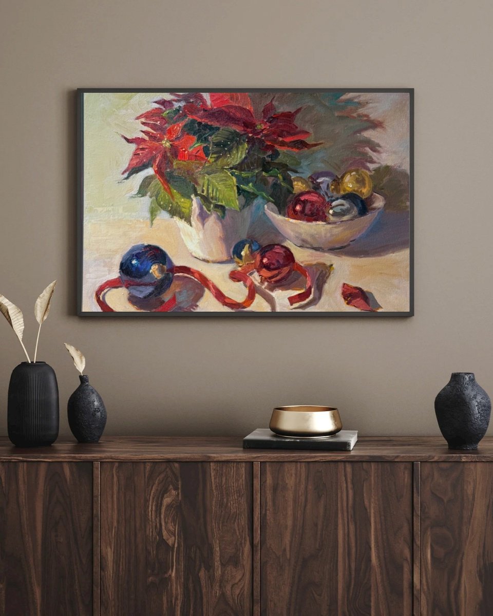 Impressionistic Still Life Oil Painting By Nithya Swaminathan, 21 X 17", Tis The Season!, Original Artwork