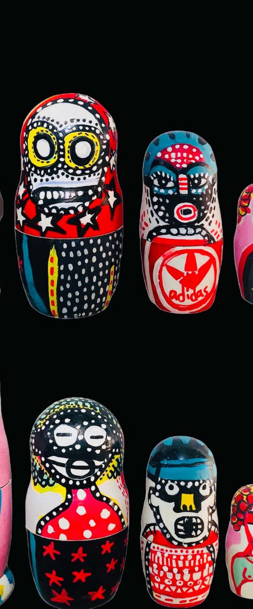 Hand painted set of Russian dolls by Georgia  Sawers