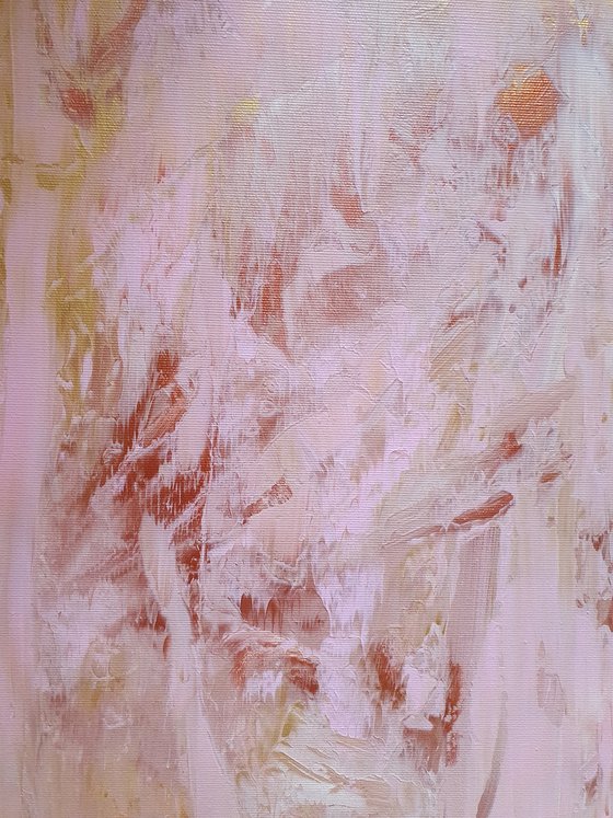 Love is in the air - golden, copper, pink abstract painting