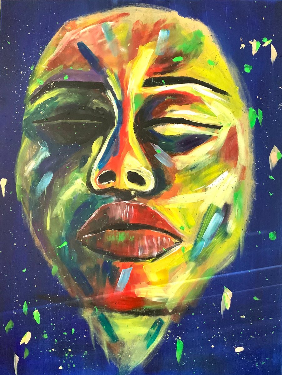 Impressionistic Portrait Acrylic Painting By Aisha Haider, 30 X 40, Meditation, Original Artwork