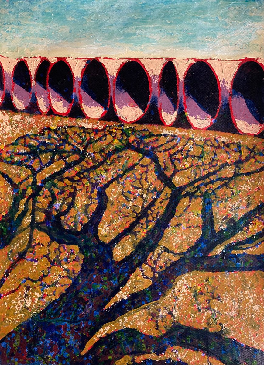 Impressionistic Landscape Acrylic Painting By John Cottee, 22 X 30, Confrontation, Original Artwork