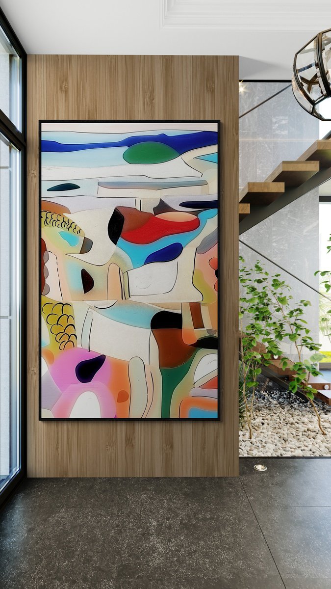 Abstract Acrylic Painting By V+V Kniazievi, 47 X 79", Dozens Of Selves #2, Original Artwork