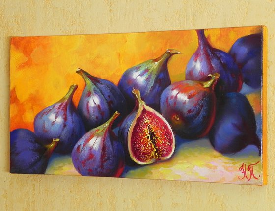 "Figs" Original still life Oil Small bright kitchen decor 2021