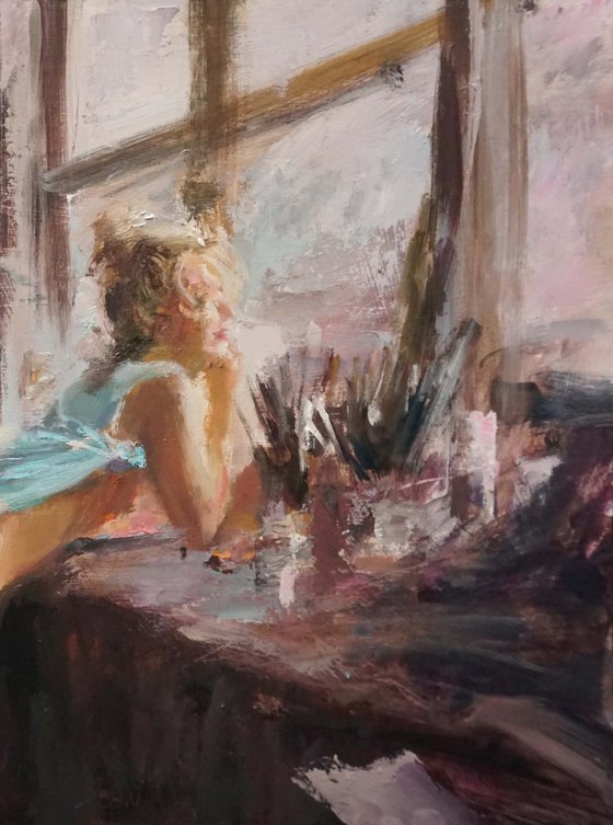 Meg at window