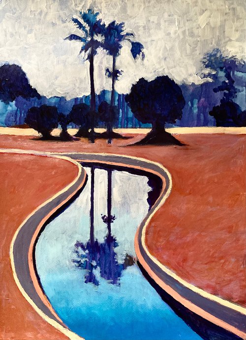 Palms and a canal by John Cottee