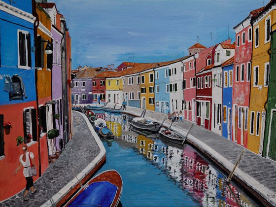 Canal in Burano, Venice