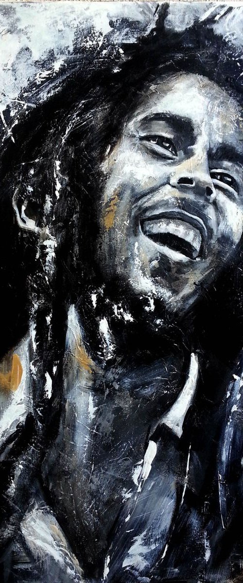 MIXED MEDIA PAINTING-BOB MARLEY by Burcu Akarcay