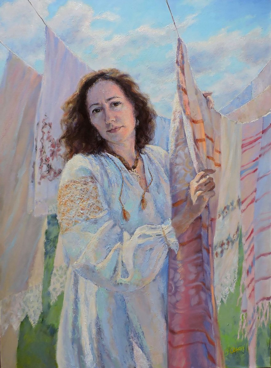 Impressionistic Portrait Oil Painting By Procach Olesia, 31 X 43", Catherine, Original Artwork