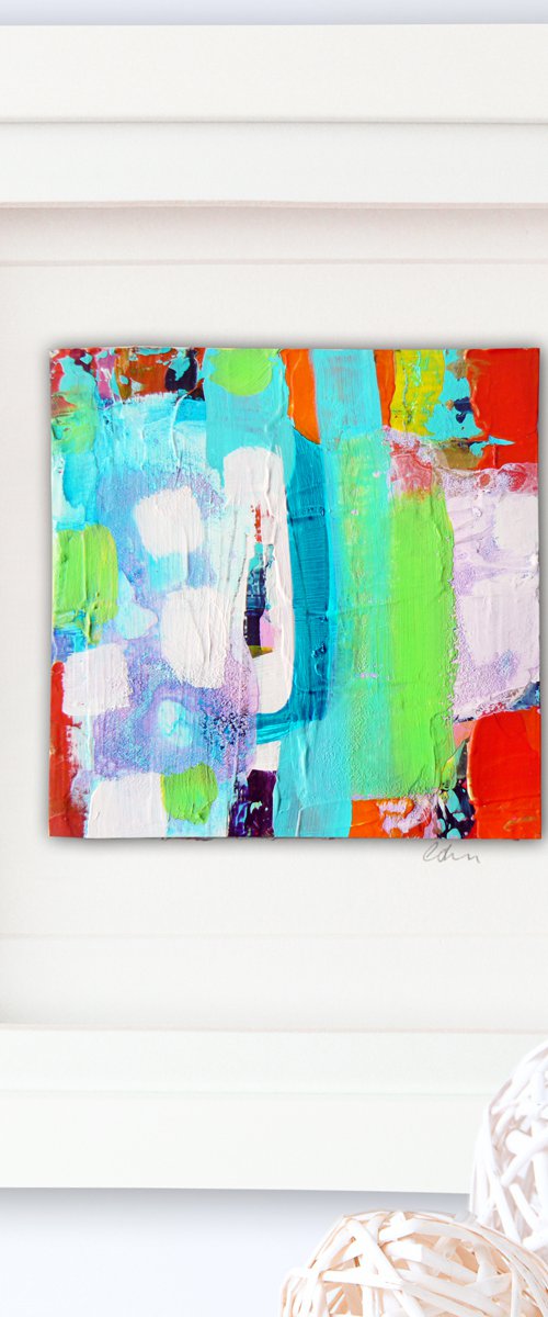Framed ready to hang mini original abstract #258 by Carolynne Coulson