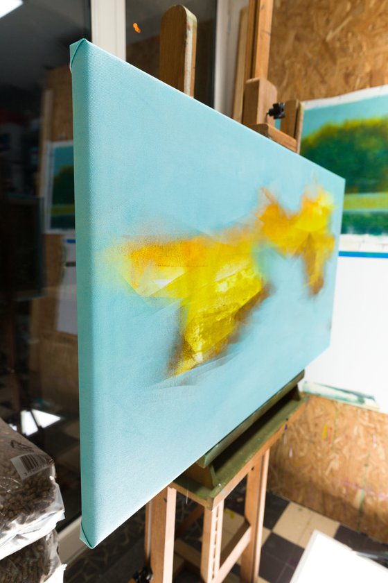 Serenity Ice and fire Abstract Bleu yellow Wall art