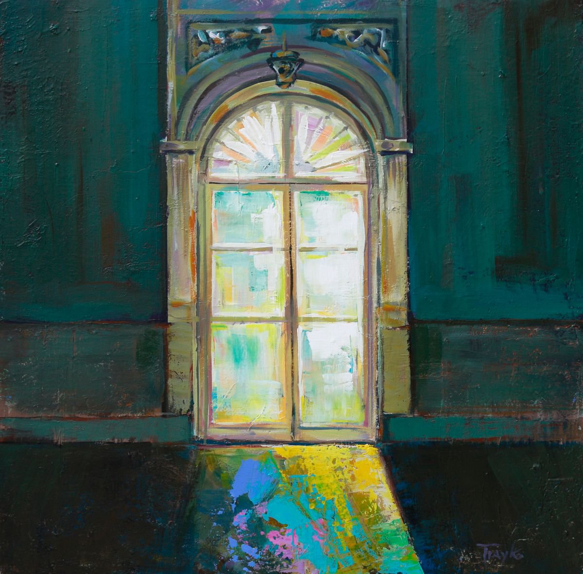 Impressionistic Cityscapes Acrylic Painting By Trayko Popov, 20 X 20", Light - 50X50 Cm, Original Artwork