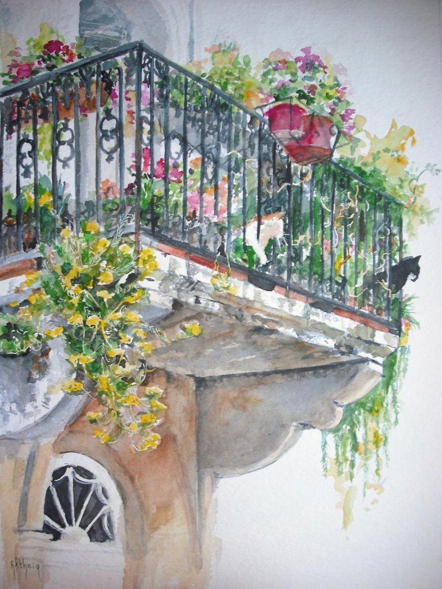 Flowered balcony by Martine Vinsot