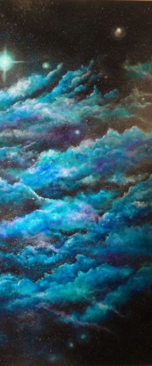 'Guiding Light' - Space painting, nebula art, modern, large painting by Lisa Price