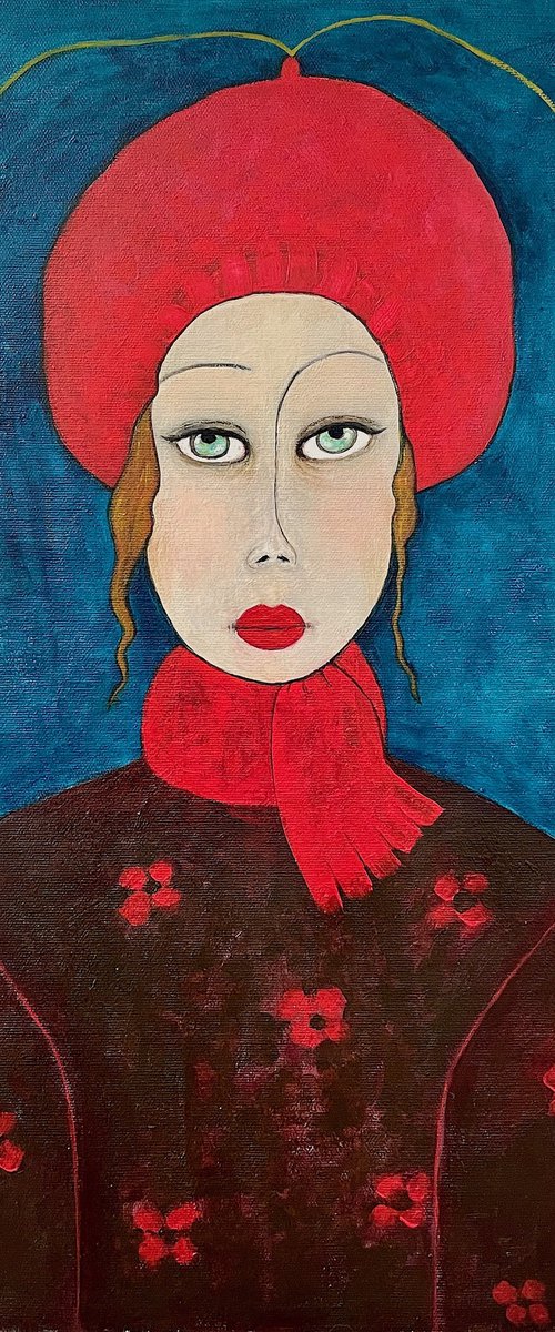 THE LADY WITH A STRAWBERRY BEANIE by Eleanor Gabriel