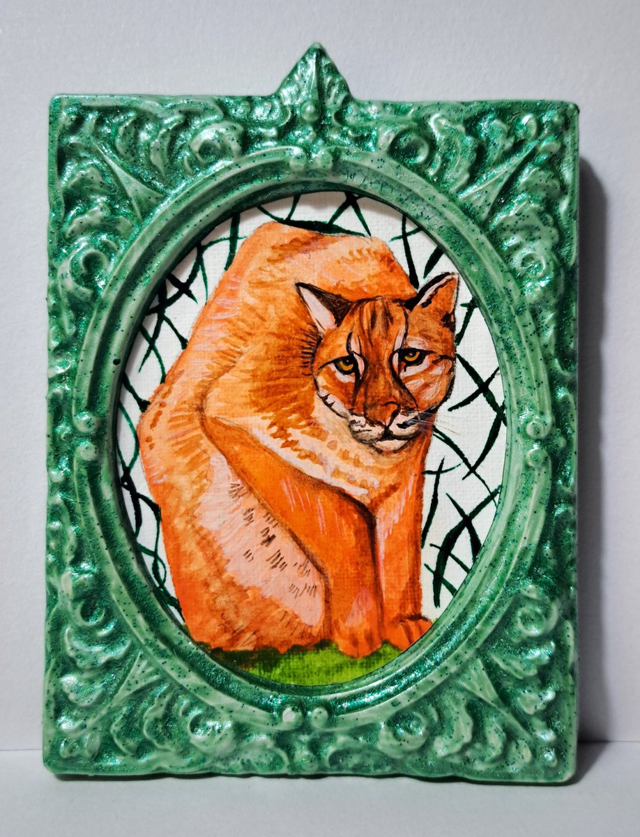 Animal Watercolour By Andromachi Giannopoulou, 3 X 5, Asiatic Golden Cat, Original Artwork