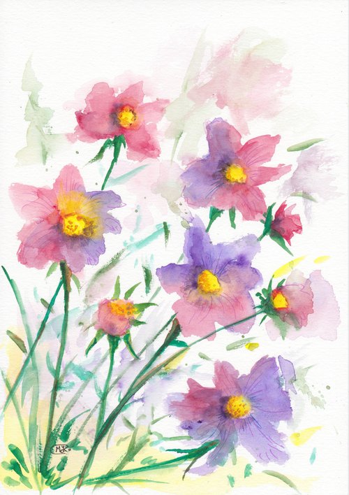 Pink and Purple Flowers. by MARJANSART