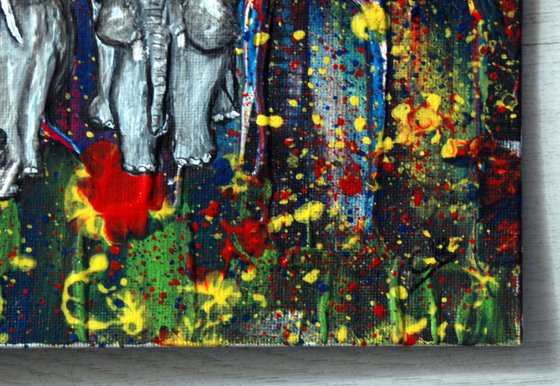 Elephants on confetti
