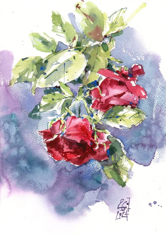 "Red Garden Roses"