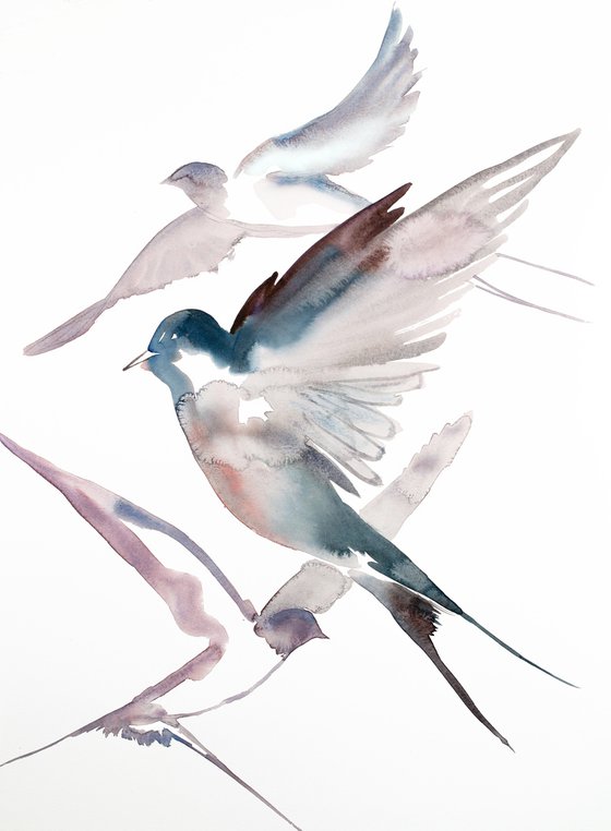 Swallows in Flight No. 34