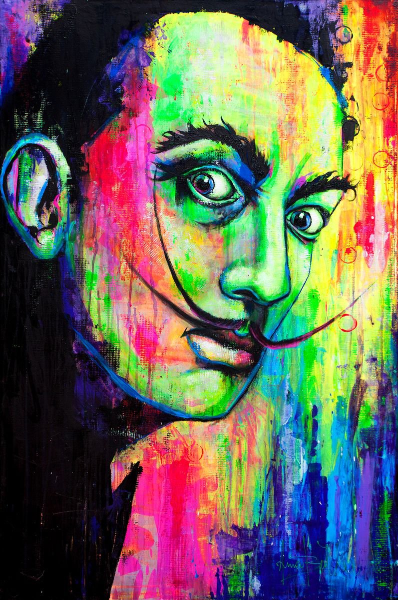 Salvador Dali - Portrait Painting UV Modern Pop Art by Anna Marija Bulka