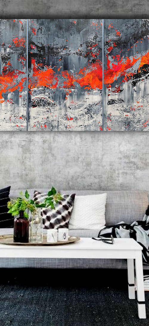 180x90cm. / Abstract triptych / Abstract 2190 by Alex Senchenko