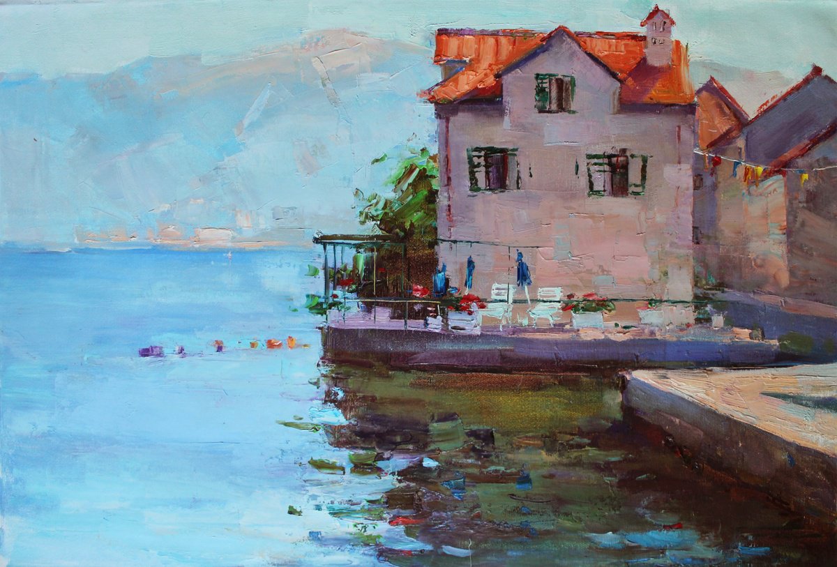 House By The Sea By Tetiana Shendryk, 24 X 16, Artwork For Sale On Artfinder