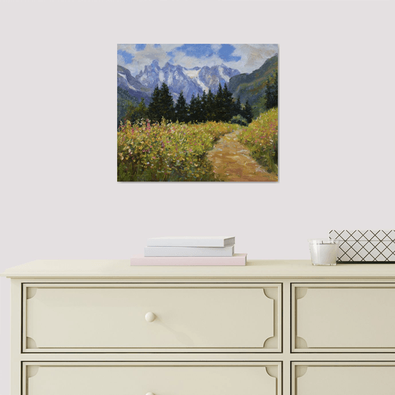 Sunny day in the mountains - mountains painting