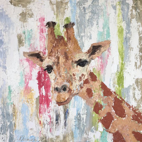Giraffe Portrait Animals Art