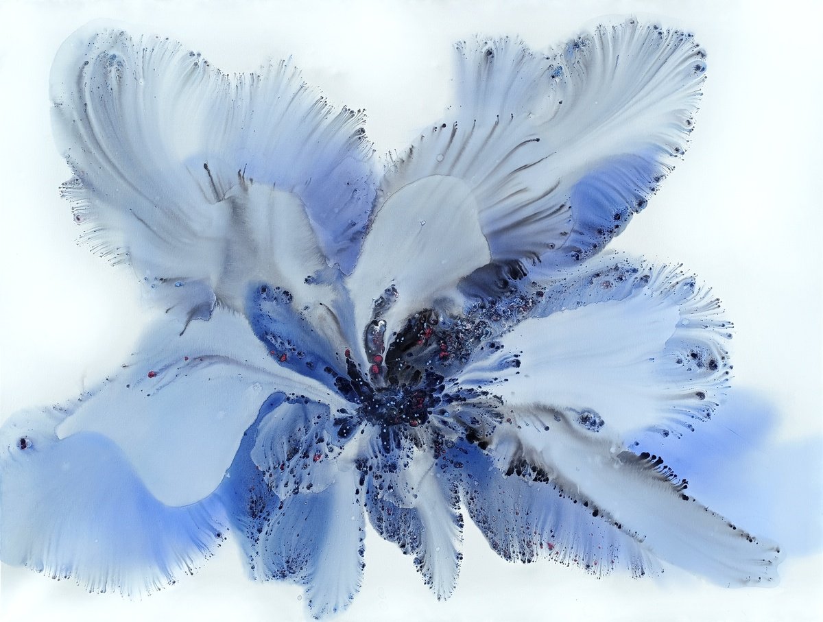 Abstract Botanical Acrylic Painting By Muriel Napoli, 63 X 47", Nature 344, Original Artwork