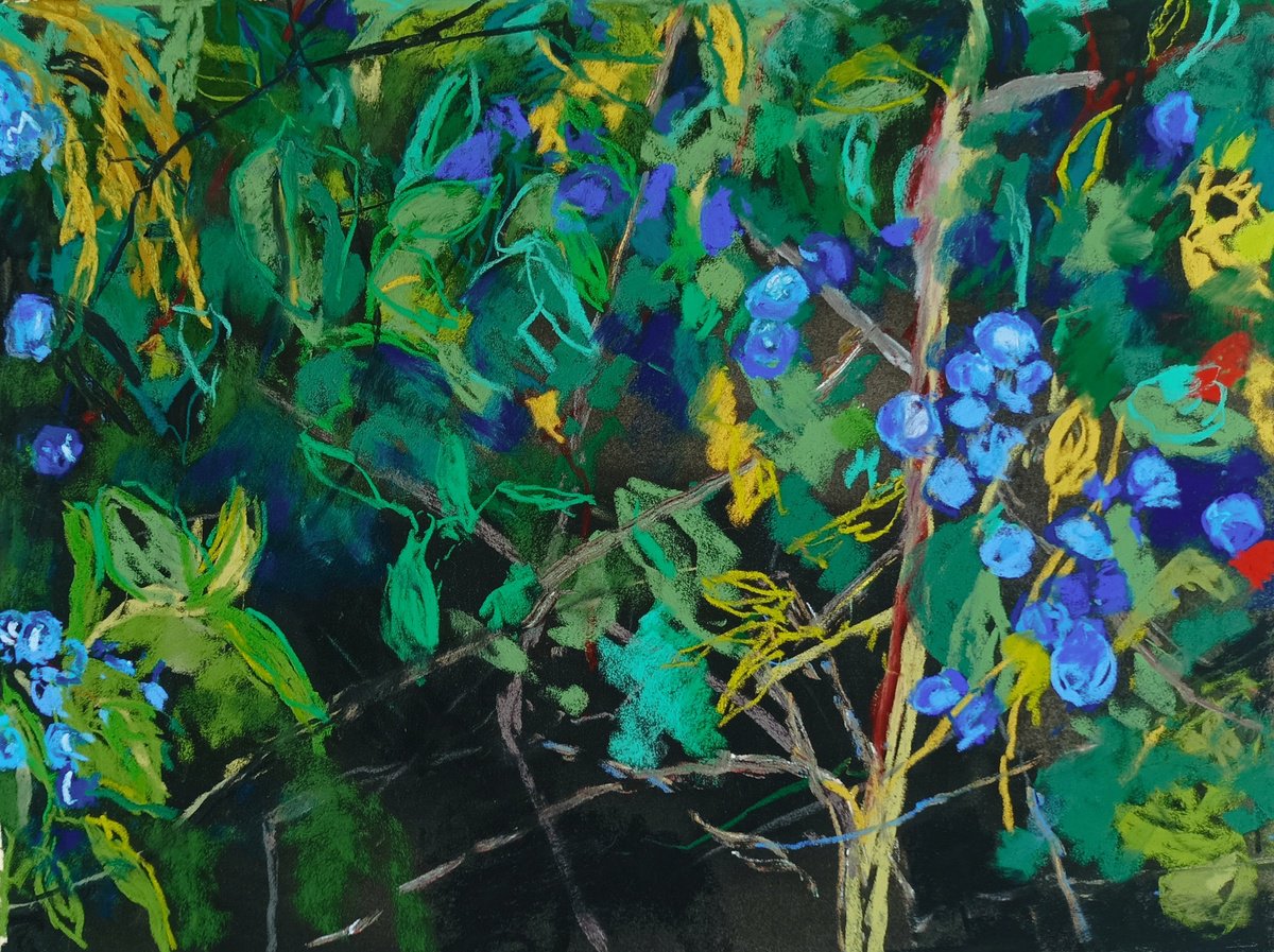 Organic Botanical Painting By Karin Goeppert, 20 X 16", Sloe Autumn, Original Artwork