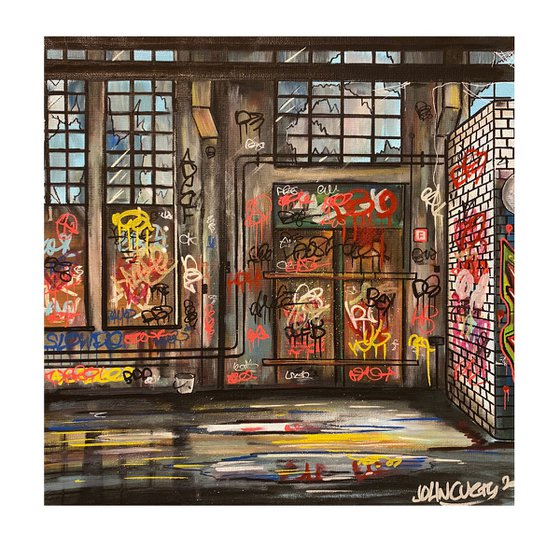 Abandoned warehouse  - Original on canvas board