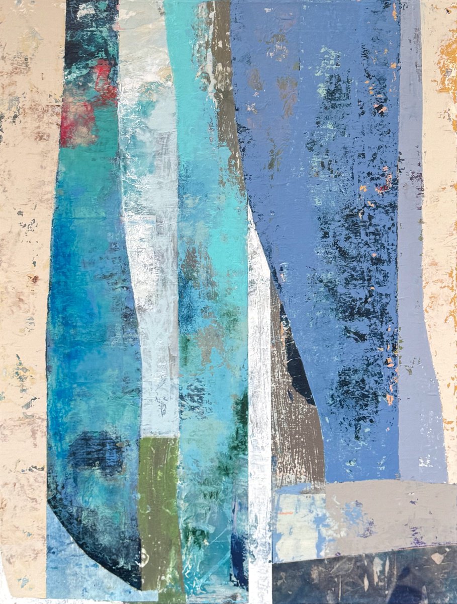 Geometric Abstract Acrylic Painting By Adam Collier Noel, 30 X 40, New View, Original Artwork